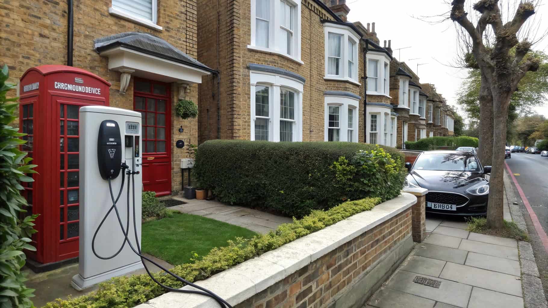 London terraced house showing EV charger installation