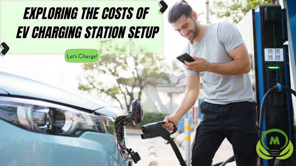 Man connecting EV charger for an electric car at home