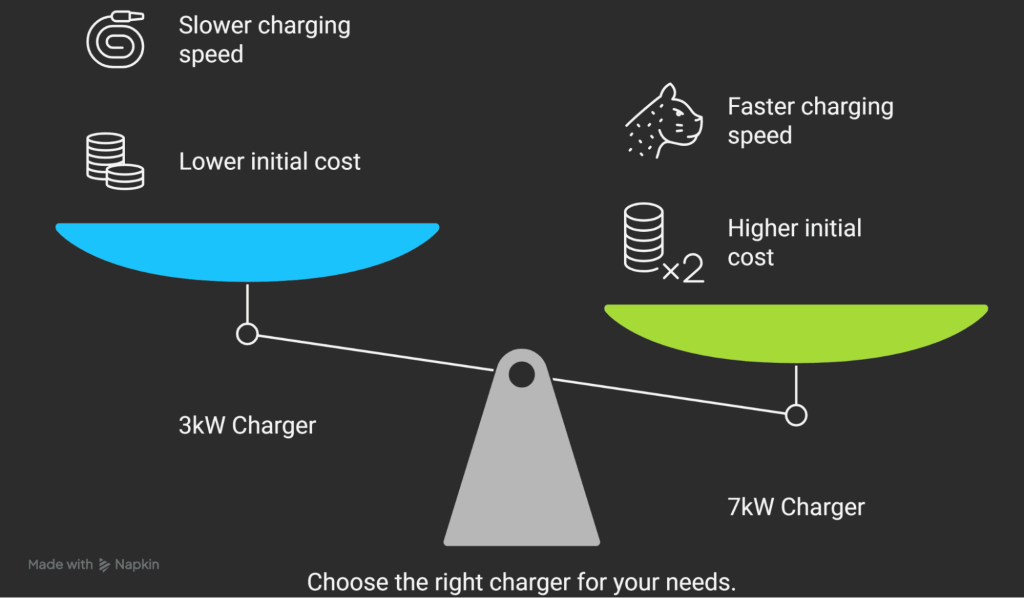 comparing 3kW and 7kW EV chargers