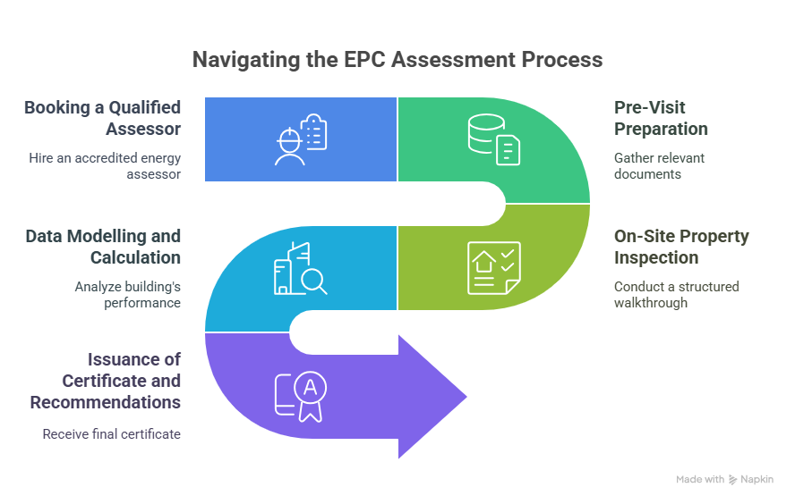 step-by-step EPC assessment process from booking an assessor to certificate issuance in the UK.
